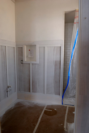 Wainscot in master bath complete