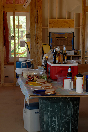 Picnic on make-shift table
