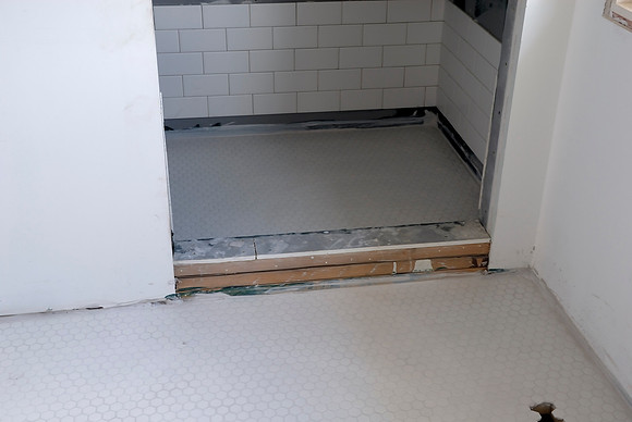 Bathroom tile in process