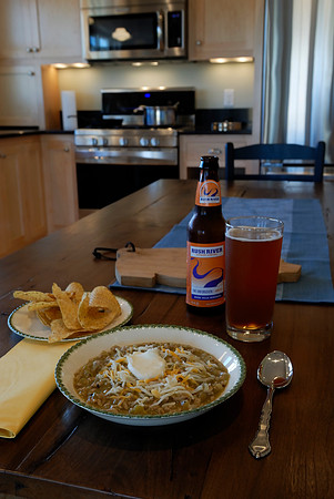 First meal on the new range: Green Chile Stew!