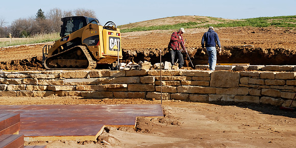 Dale and Curt working on the wall